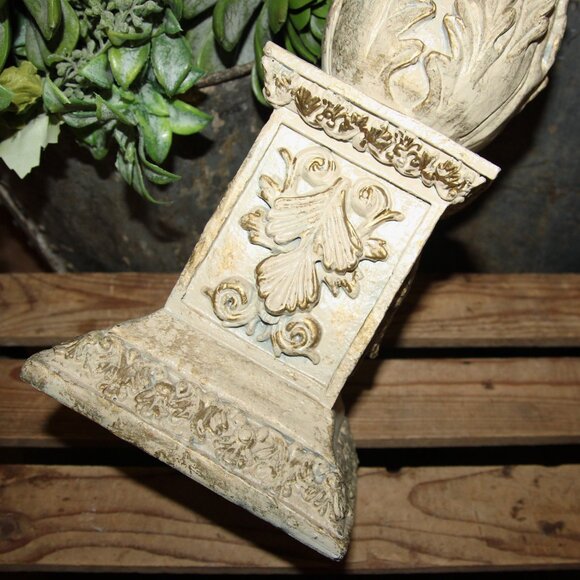 Shabby Ornate 16" Old World French Country Cream & Gold Decor Finial - Picture 5 of 10